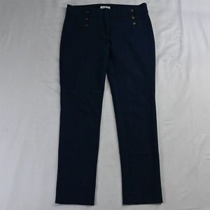 LOFT 4 Navy Blue Gold Button Sailor Modern Skinny‎ Ankle Womens Dress Pants